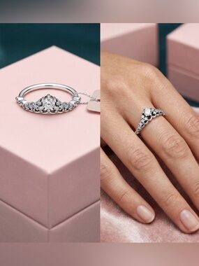 Pandora Fairytale Tiara CZ Ring - Sterling Silver 925, Size 54/ 7
